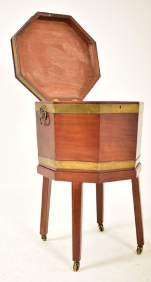 George III mahogany and brass octagonal wine cooler 