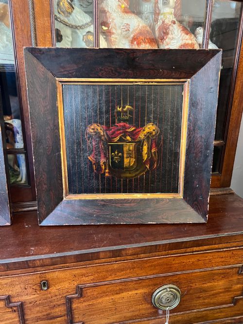 Georgian Crested Segment from Carriage in Faux Rosewood Frame