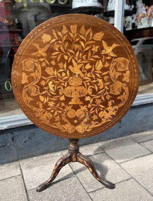 C18th Dutch Marquetry Walnut Tripod Table