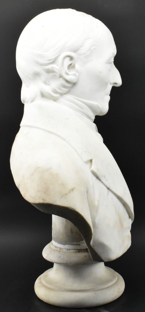 C19TH LARGE CARVED MARBLE BUST - ADDITIONAL PHOTO 1