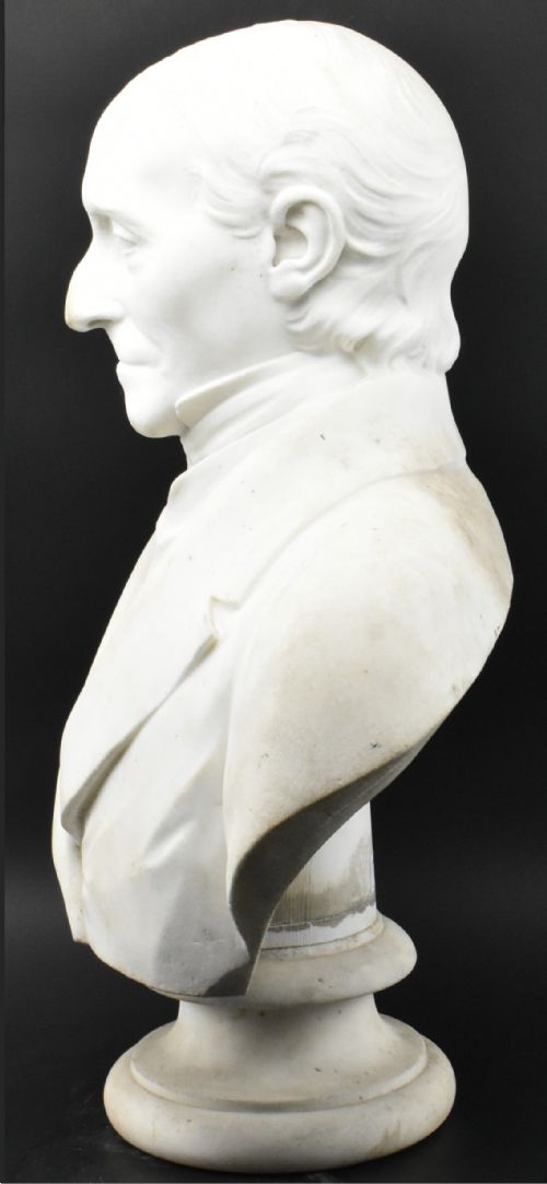 C19TH LARGE CARVED MARBLE BUST - ADDITIONAL PHOTO 3
