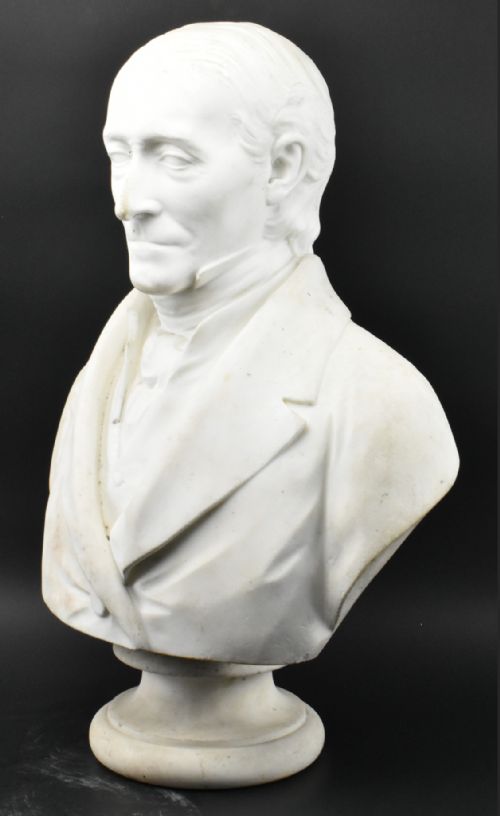 C19TH LARGE CARVED MARBLE BUST - ADDITIONAL PHOTO 4