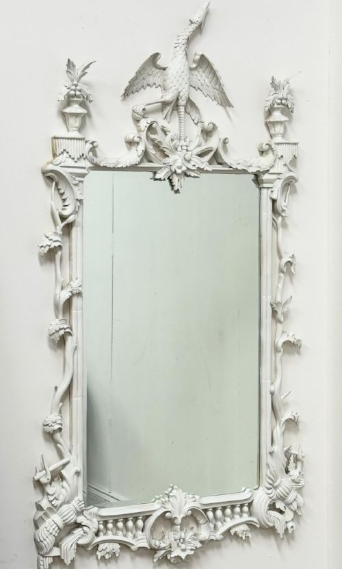 Large Carved Rococo Mirror with Ho Ho Bird Crest
