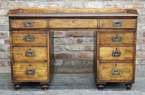 C19th Campaign Mahogany Pedestal Desk