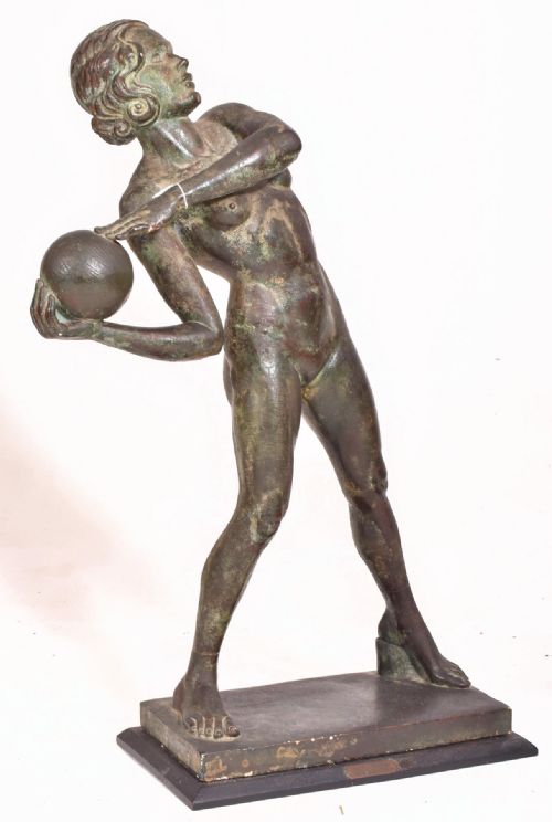 Large Art Deco Bronzed Plaster Sculpture by L.somners Smith Arwa