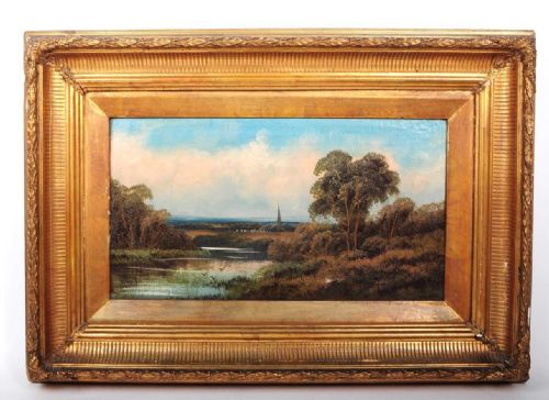 C19th Oil Painting on Canvas Showing Landscape