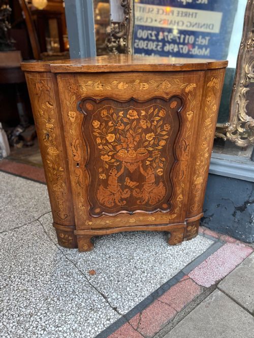 C19th Dutch Marquetry Floor Standing Corner Cupboard