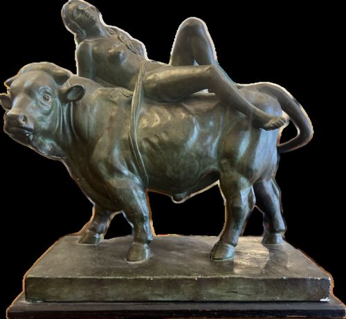 Bronzed Painted Plaster Sculpture of Europa and the Bull