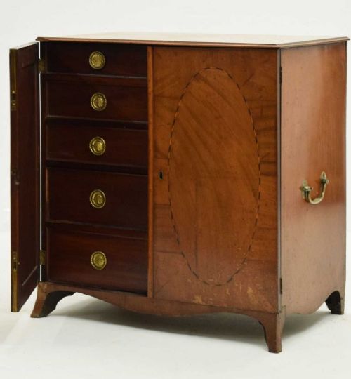 GEORGE III INLAID CABINET CONTAINING CHEST OF DRAWERS OF SMALL PROPORTIONS - ADDITIONAL PHOTO 1