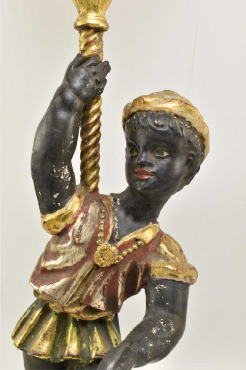 PAIR OF CARVED BLACKAMOOR FIGURES AS CANDELABRAS - ADDITIONAL PHOTO 3