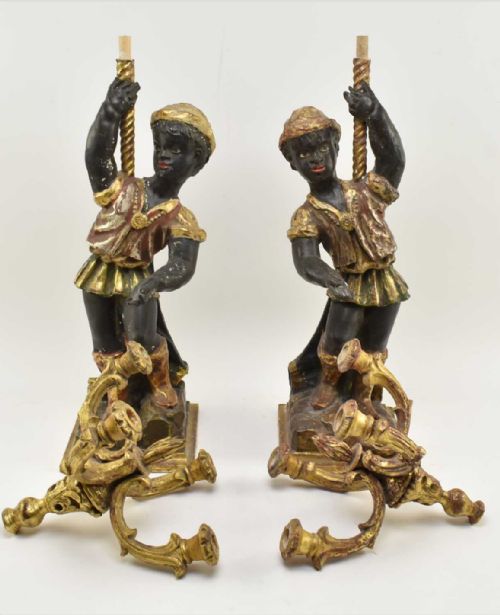 PAIR OF CARVED BLACKAMOOR FIGURES AS CANDELABRAS - ADDITIONAL PHOTO 5