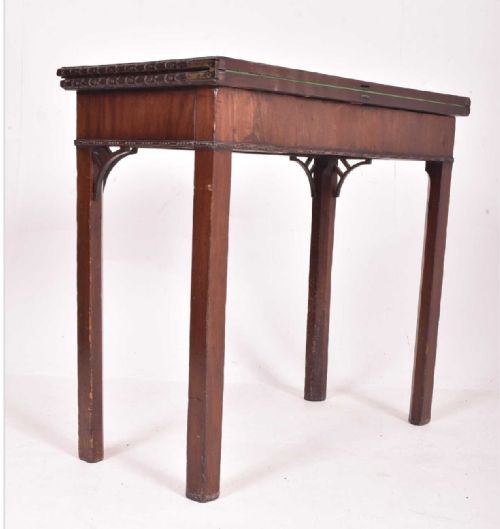 C18TH CONCERTINA ACTION CHIPPENDALE CARD TABLE - ADDITIONAL PHOTO 3