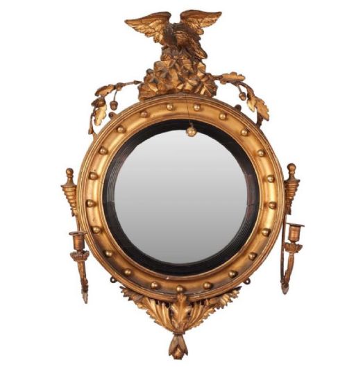 A Regency Convex Girandole Mirror
