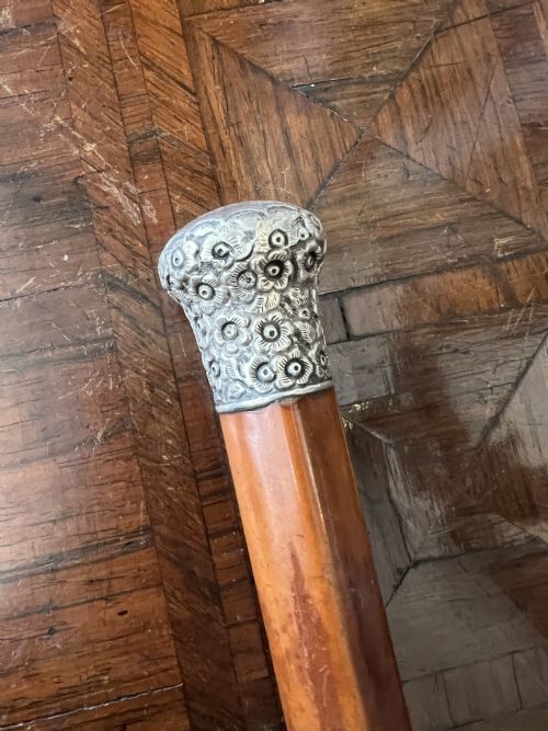 hm silver topped walking cane with mallacca shaft - CATEGORY: ANTIQUE MISCELLANEOUS - DATED 19TH CENTURY