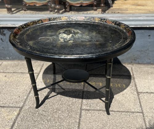 Pekenese Painted Tray on Table Base