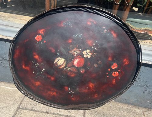 Pontypool Toleware Tray Painted with Sprays of Flowers