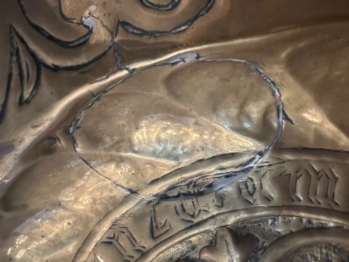 C18TH BRASS EMBOSSED ALMS DISH - ADDITIONAL PHOTO 6
