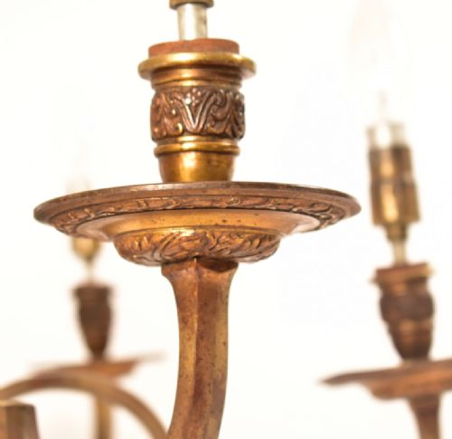 LARGE CAST BRONZE SIX ARMED CHANDELIER - ADDITIONAL PHOTO 1