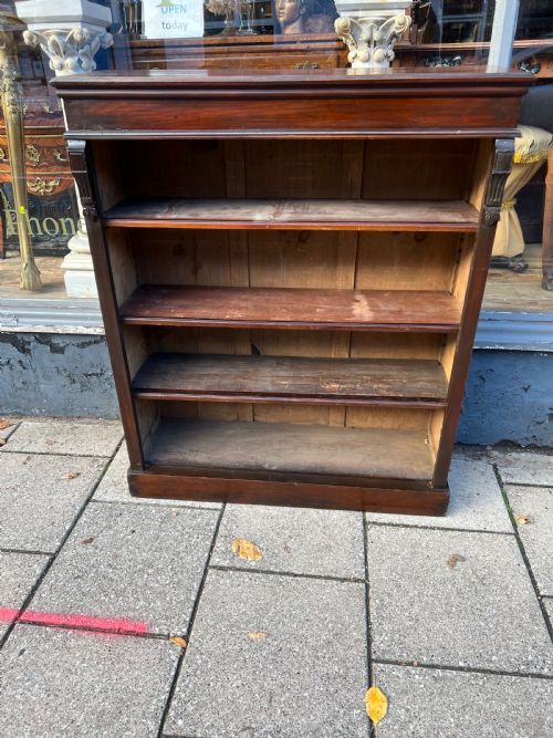 EDWARDIAN WALNUT BOOKCASE WITH ADJUSTABLE SHELVES - ADDITIONAL PHOTO 3