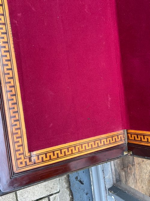 MAHOGANY AND BRASS DECORATED CARD TABLE - ADDITIONAL PHOTO 7