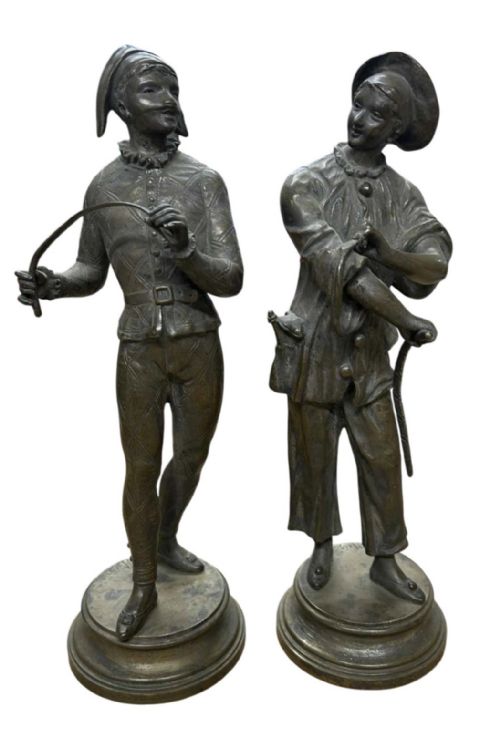 PAIR OF BRONZE CHARACTERS FROM THE COMEDIA DELL ARTE PLAYS AND STAMPED CHARLES ANFRIE FRENCH 18331905 - ADDITIONAL PHOTO 1