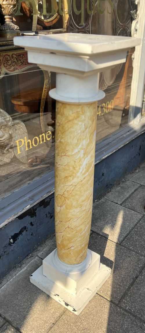C19TH FAUX MARBLE PAINTED COLUMN - ADDITIONAL PHOTO 5