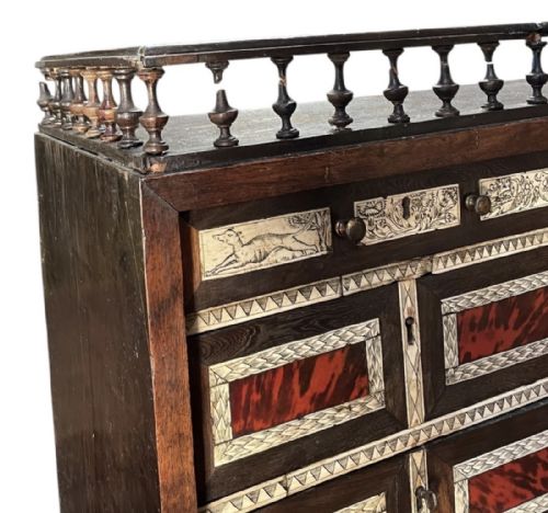FLEMISH C17TH EBONY TORTOISHELL AND BONE CABINET ON STANDB - ADDITIONAL PHOTO 4