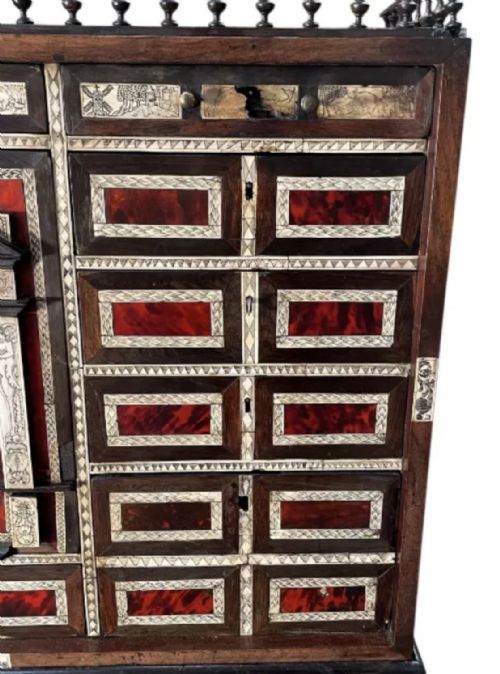 FLEMISH C17TH EBONY TORTOISHELL AND BONE CABINET ON STANDB - ADDITIONAL PHOTO 6