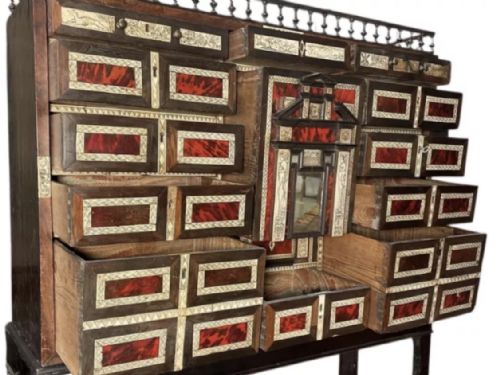 FLEMISH C17TH EBONY TORTOISHELL AND BONE CABINET ON STANDB - ADDITIONAL PHOTO 8