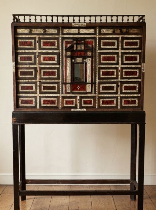 FLEMISH C17TH EBONY TORTOISHELL AND BONE CABINET ON STANDB