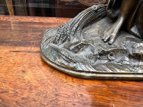 C19TH BRONZE ORIENTALIST WOMAN IN WHEAT FIELD UNSIGNED - ADDITIONAL PHOTO 2