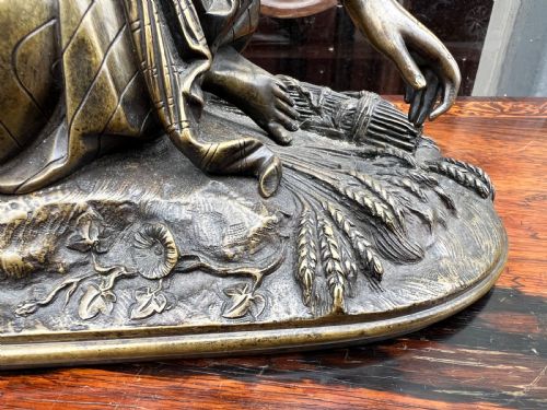 C19TH BRONZE ORIENTALIST WOMAN IN WHEAT FIELD UNSIGNED - ADDITIONAL PHOTO 4