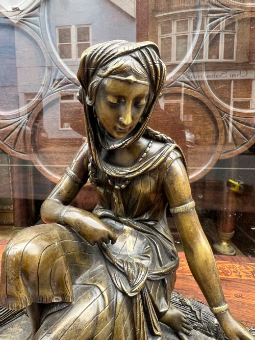 C19TH BRONZE ORIENTALIST WOMAN IN WHEAT FIELD UNSIGNED - ADDITIONAL PHOTO 5