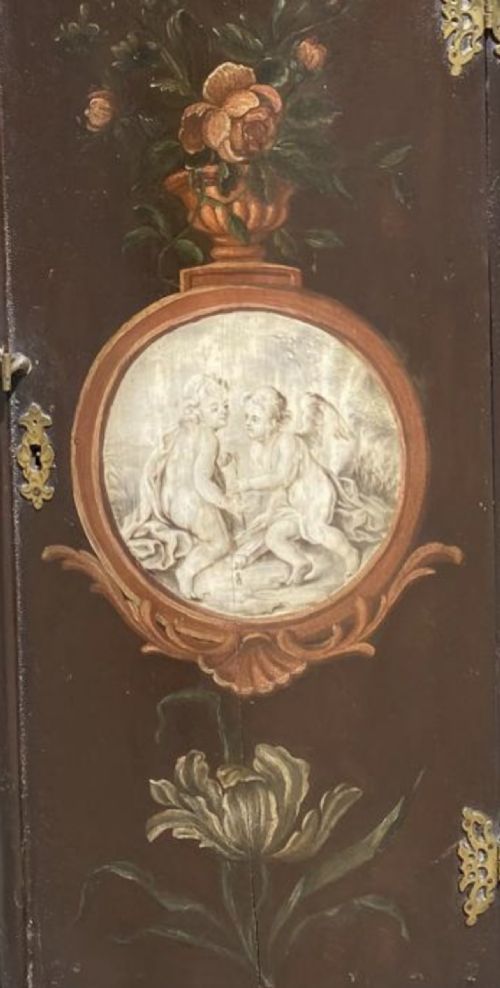 C18TH PAINTED CORNER CUPBOARD WITH SHELVES TO THE TOP - ADDITIONAL PHOTO 2
