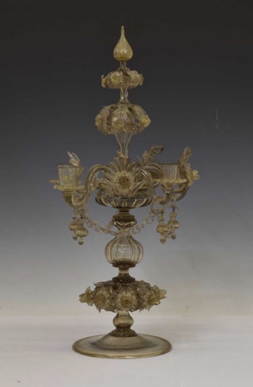 C19TH MURANO GLASS FIVE BRANCH CANDELABRA - ADDITIONAL PHOTO 2