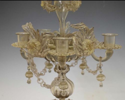 C19TH MURANO GLASS FIVE BRANCH CANDELABRA - ADDITIONAL PHOTO 4