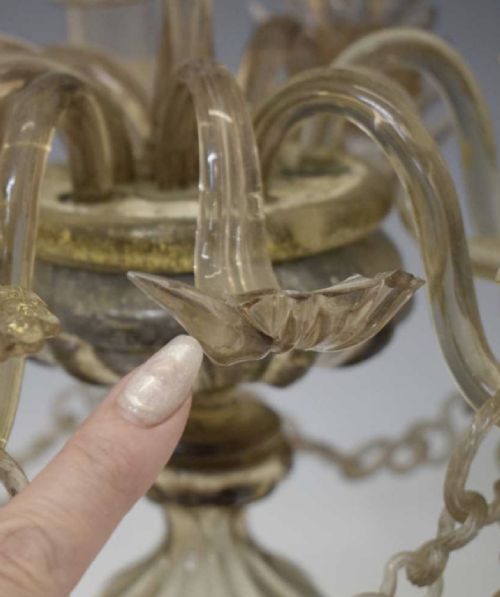 C19TH MURANO GLASS FIVE BRANCH CANDELABRA - ADDITIONAL PHOTO 7
