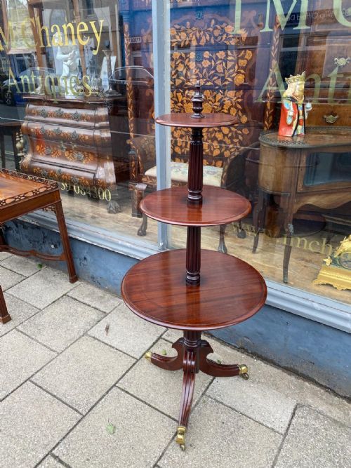 EARLY C19TH MAHOGANY CIRCULAR TIERED DUMB WAITER IN THE MANNER OF GILLOWS - ADDITIONAL PHOTO 1