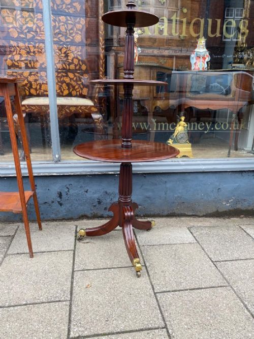 EARLY C19TH MAHOGANY CIRCULAR TIERED DUMB WAITER IN THE MANNER OF GILLOWS - ADDITIONAL PHOTO 2