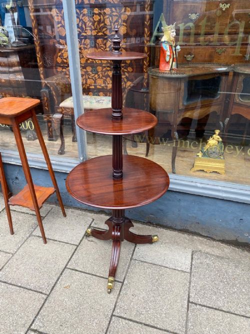 EARLY C19TH MAHOGANY CIRCULAR TIERED DUMB WAITER IN THE MANNER OF GILLOWS - ADDITIONAL PHOTO 3