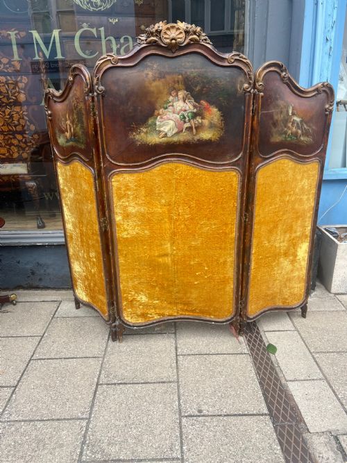 FRENCH MODESTY SCREEN WITH PAINTED PANELS - ADDITIONAL PHOTO 3