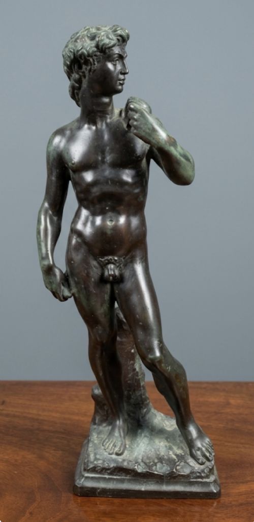 LARGE BRONZE SCULPTURE OF DAVID BY MICHAELANGELO 56 CMS TALL
