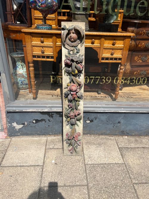 C18TH CARVED WOODEN POLYCHROME PANEL LARGE SIZE - ADDITIONAL PHOTO 2