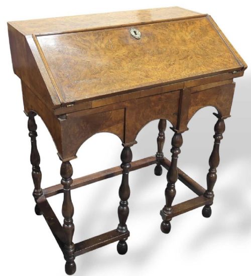 Early C18th Walnut Bureau on Baluster Supports