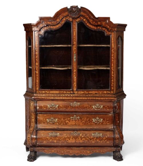 C18th Dutch Marquetry Display Cabinet