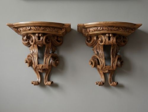 Pair of Georgian Carved Walnut Brackets