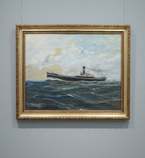 Oil Painting on Board of a Steamship