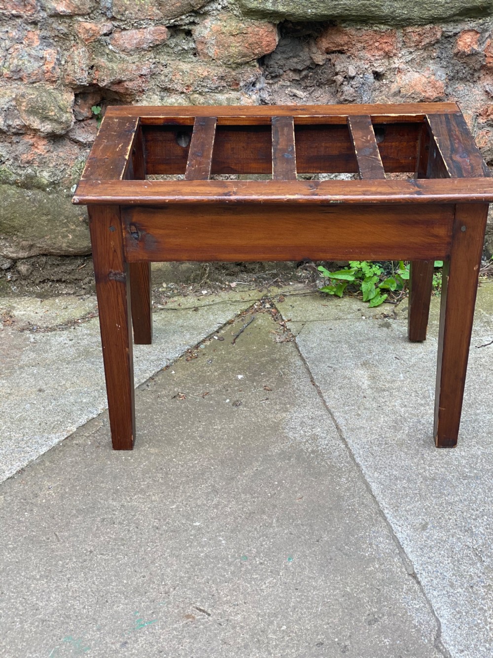 C19th stained pine luggage stand
