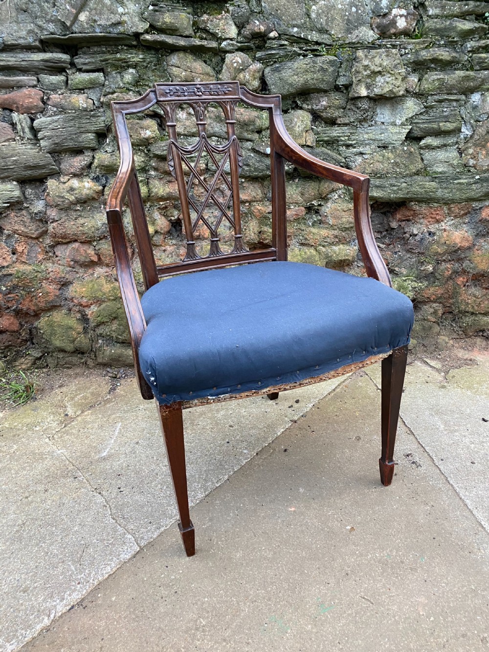 C18th carved mahogany armchair 