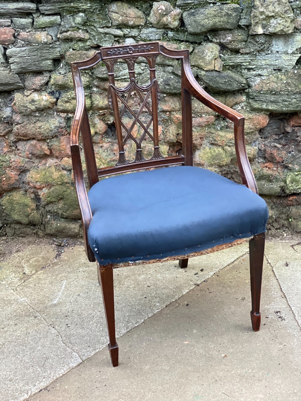 C18th carved mahogany armchair  View V